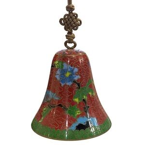 Vintage Cloisonne Enameled Bell Ornament With Flowers
